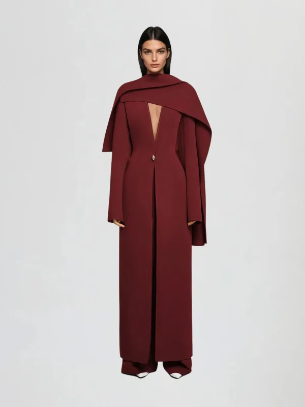 Kuiperon Cape Detail Coat In Red sold by Mew Mews