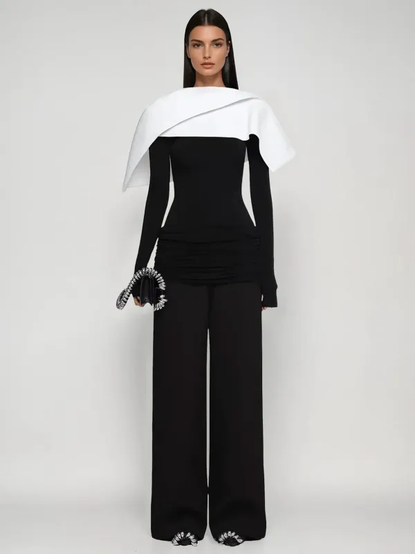 Knighta Cape Detail Ruched Pants Set made by Mew Mews