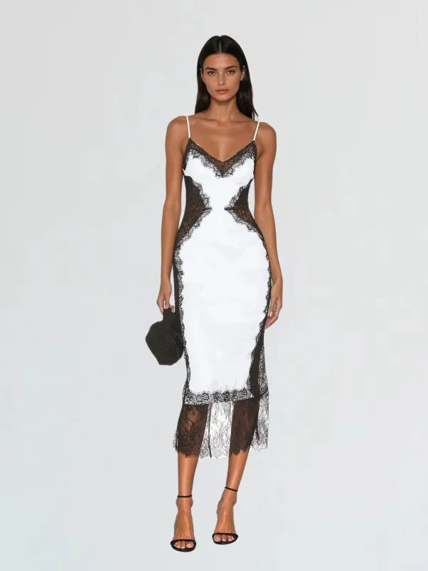 Latham Spaghetti Lace Midi Dress sold by Mew Mews