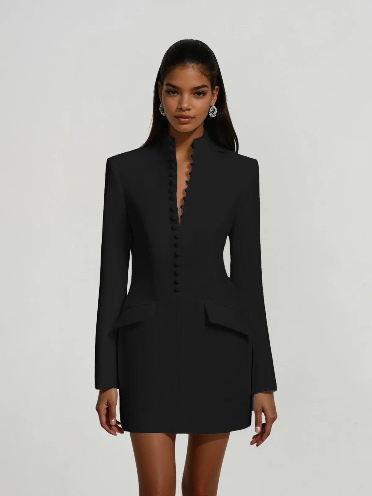 Hornfels Single Breasted Blazer Mini Dress In Black sold by Mew Mews product image thumbnail 2