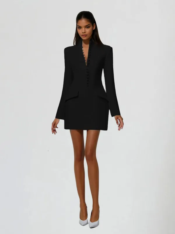 Hornfels Single Breasted Blazer Mini Dress In Black sold by Mew Mews