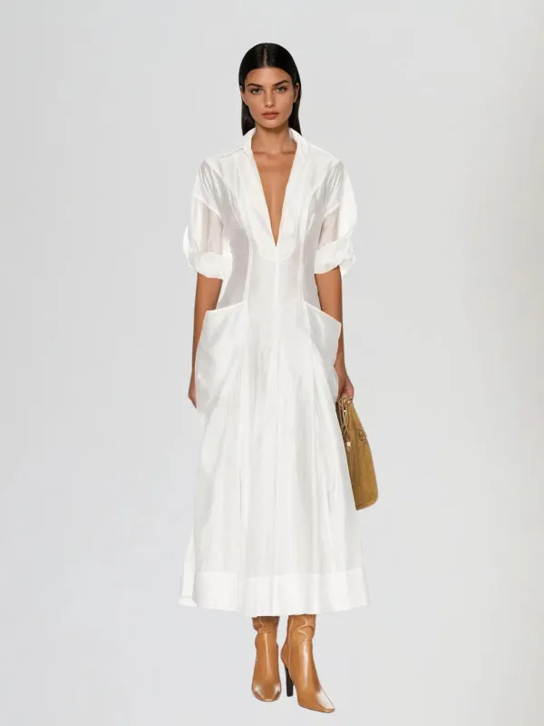 Hematite Plunge Neck Maxi Dress made by Mew Mews