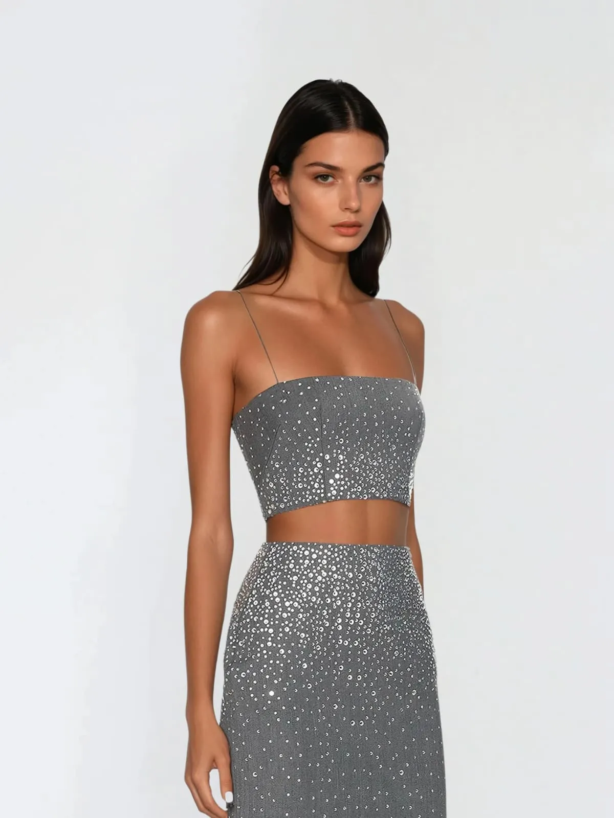 Kosmotron Spaghetti Rhinestone Skirt Set sold by Mew Mews product image thumbnail 3