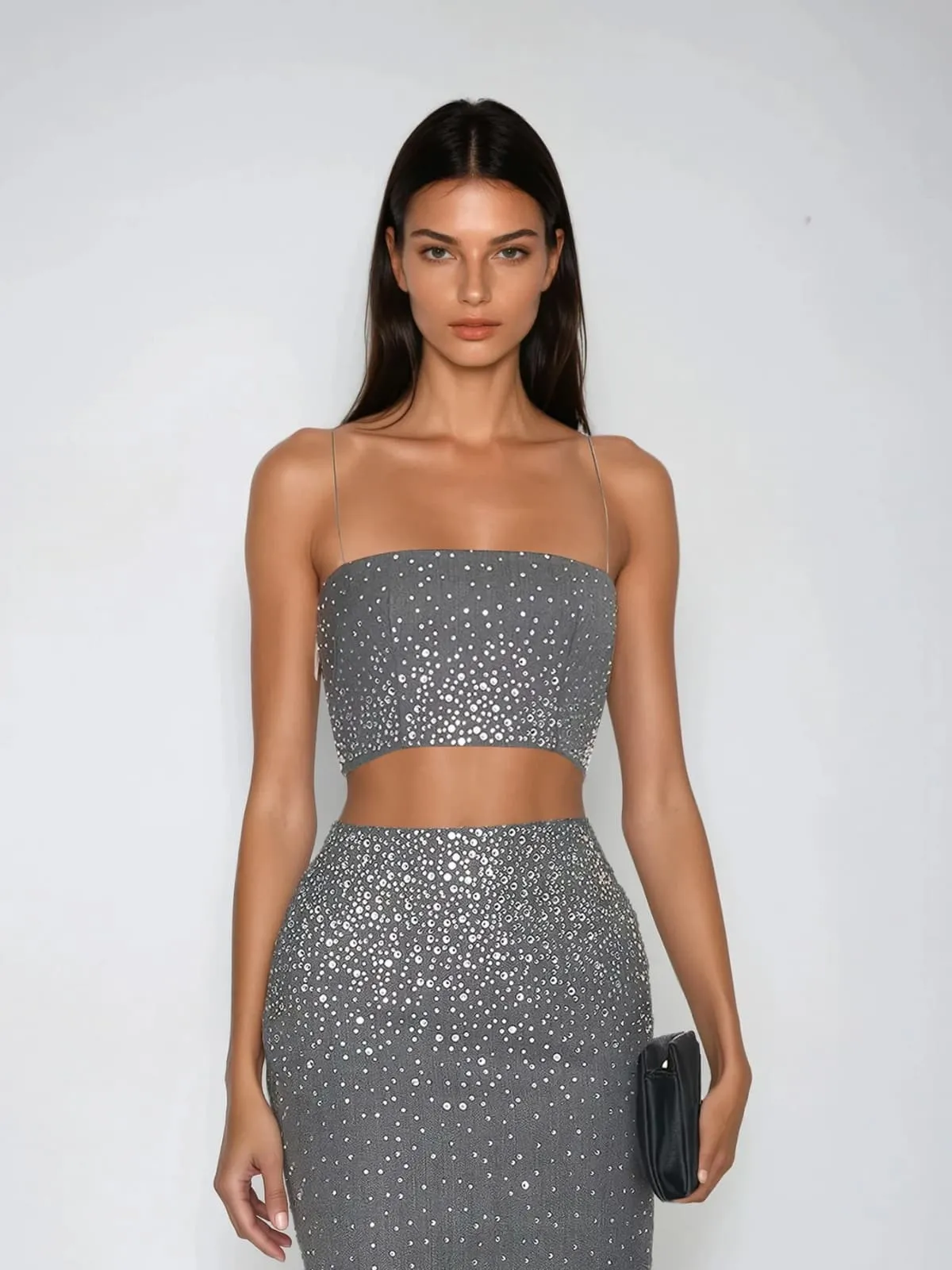 Kosmotron Spaghetti Rhinestone Skirt Set sold by Mew Mews product image thumbnail 2