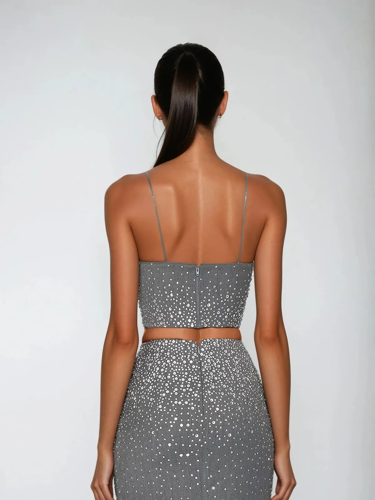 Kosmotron Spaghetti Rhinestone Skirt Set sold by Mew Mews product image thumbnail 4