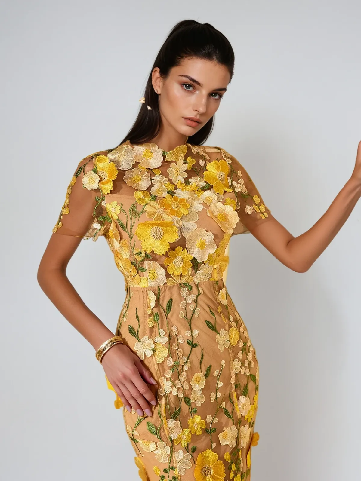 Alirio Embroidered Flower Midi Dress sold by Mew Mews product image thumbnail 2