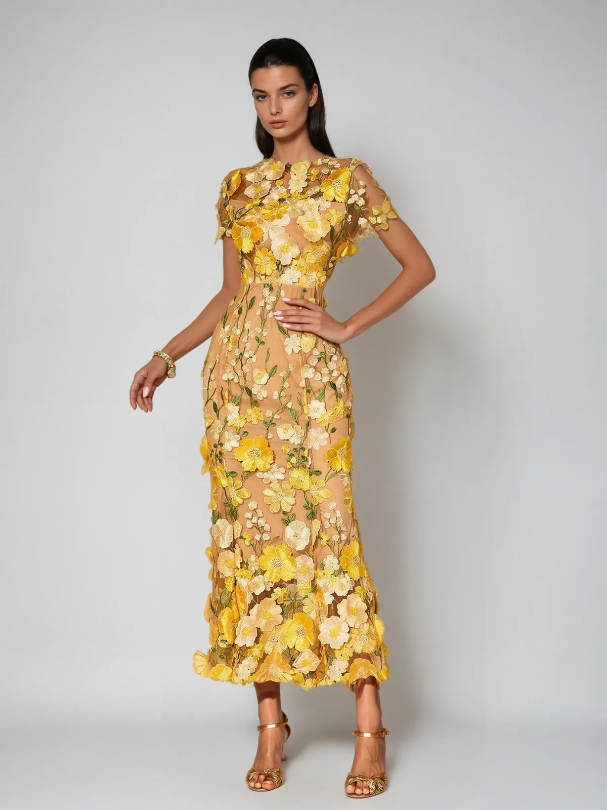 Alirio Embroidered Flower Midi Dress sold by Mew Mews product image thumbnail 3