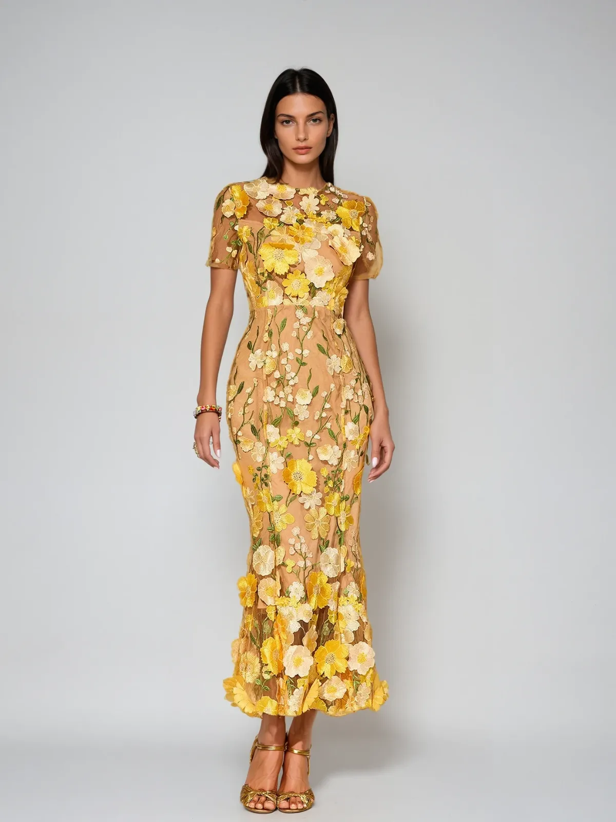 Alirio Embroidered Flower Midi Dress sold by Mew Mews product image thumbnail 4