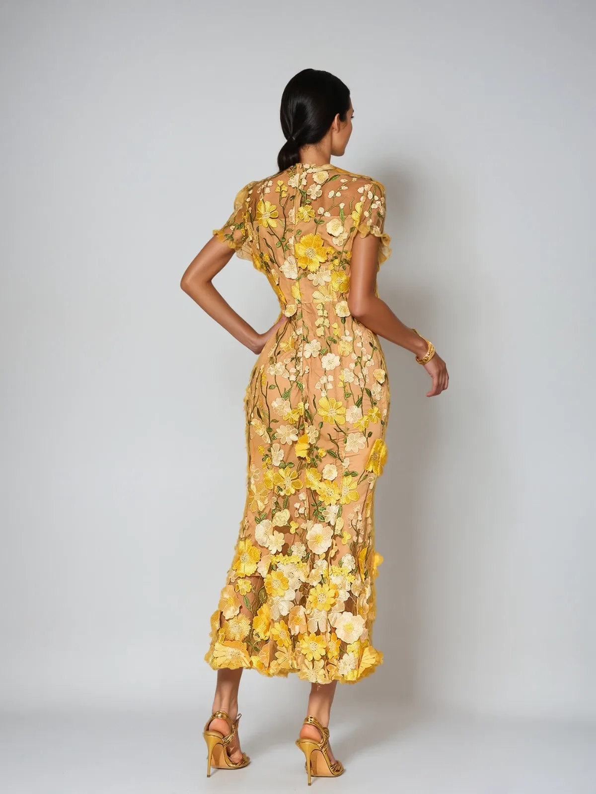 Alirio Embroidered Flower Midi Dress sold by Mew Mews product image thumbnail 5