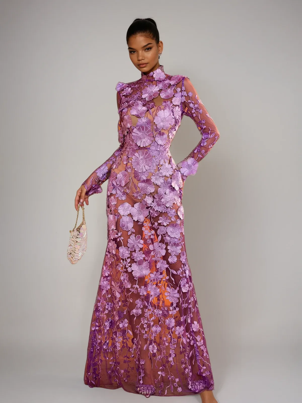 Fexis Long Sleeve Flower Mesh Skirt Set sold by Mew Mews product image thumbnail 3