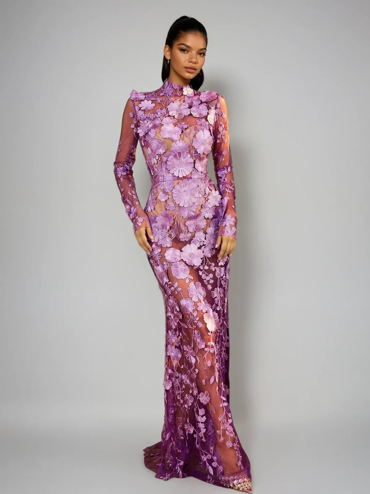 Fexis Long Sleeve Flower Mesh Skirt Set sold by Mew Mews product image thumbnail 2