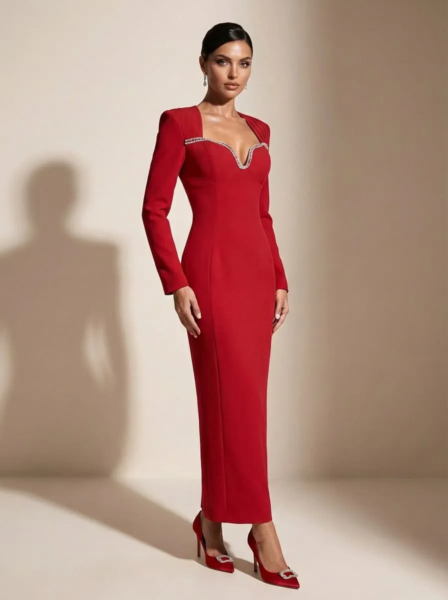 Neuroplex Long Sleeve Rhinestone Maxi Dress sold by Mew Mews product image thumbnail 2