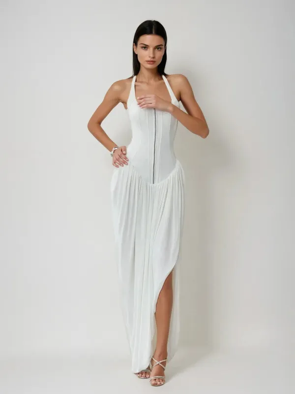 Jaznae Halterneck Zipper Maxi Dress sold by Mew Mews