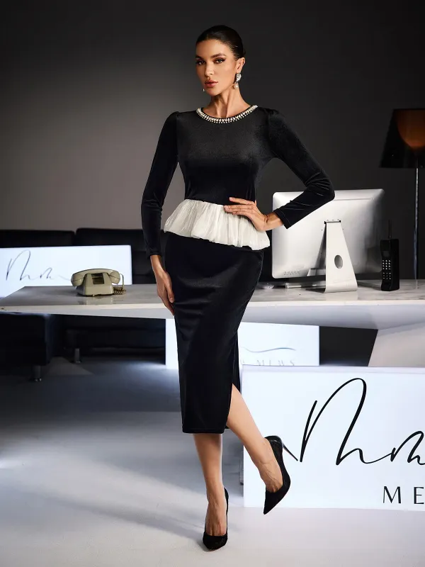 Feridun Long Sleeve Bubble Hem Skirt Set made by Mew Mews