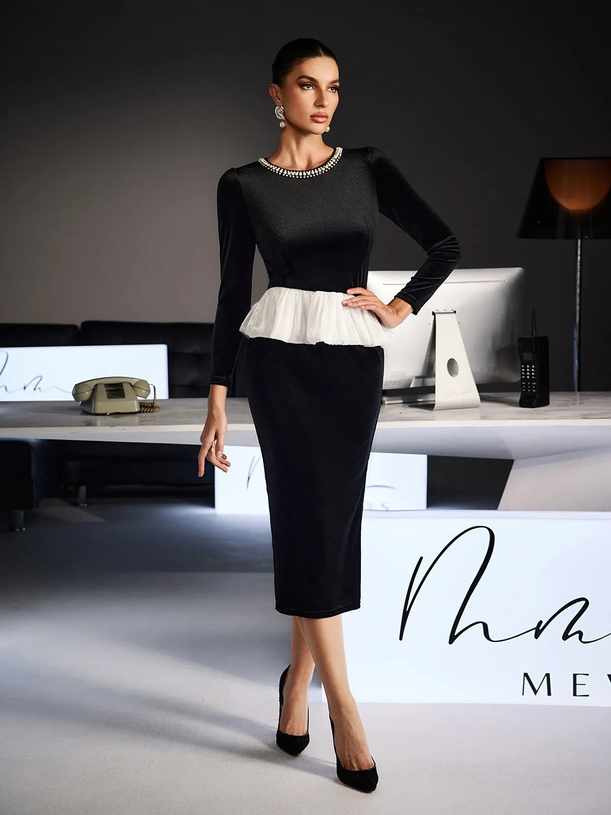 Feridun Long Sleeve Bubble Hem Skirt Set sold by Mew Mews product image thumbnail 2