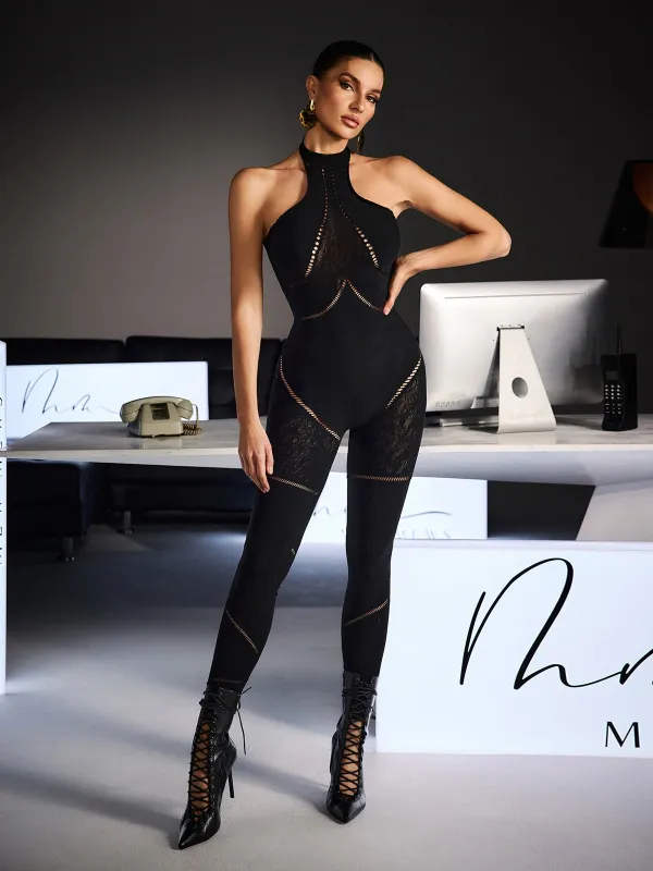 Festus Halterneck Cutout Bodycon Jumpsuit sold by Mew Mews