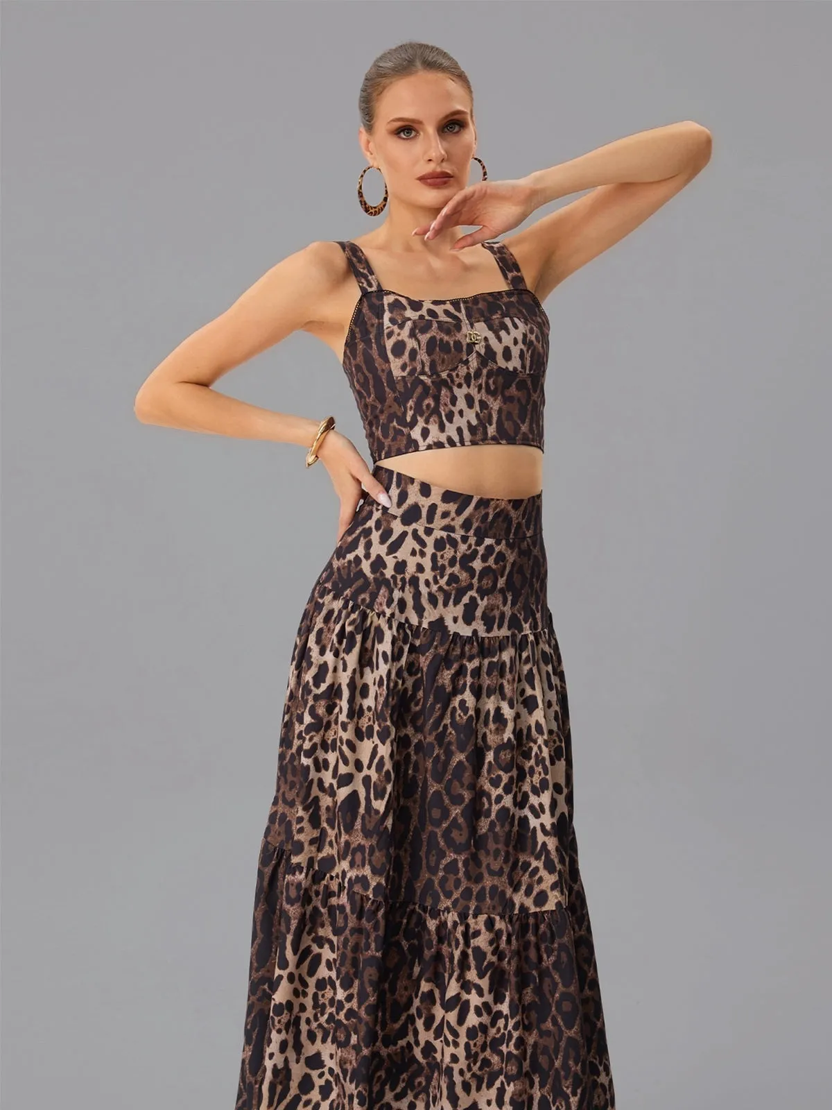 Farhana Sleeveless Leopard Skirt Set sold by Mew Mews product image thumbnail 5