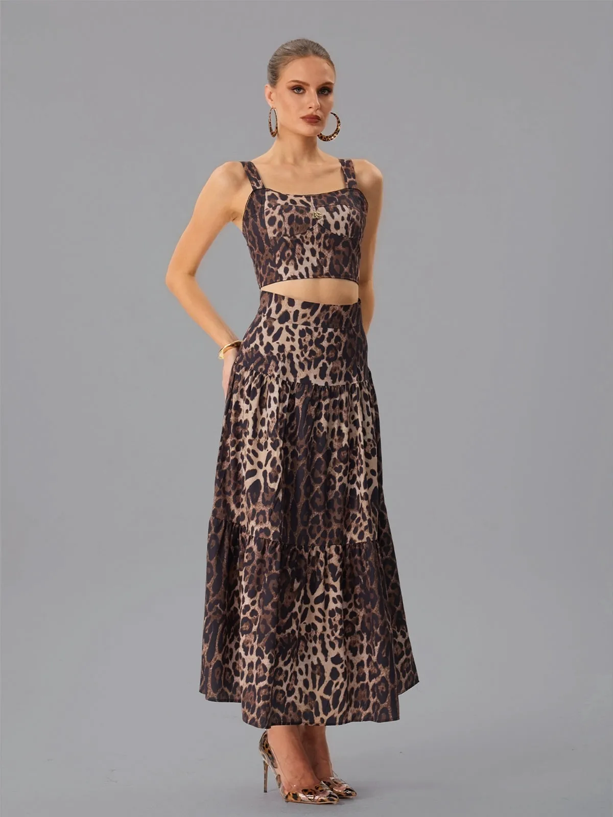 Farhana Sleeveless Leopard Skirt Set sold by Mew Mews product image thumbnail 4