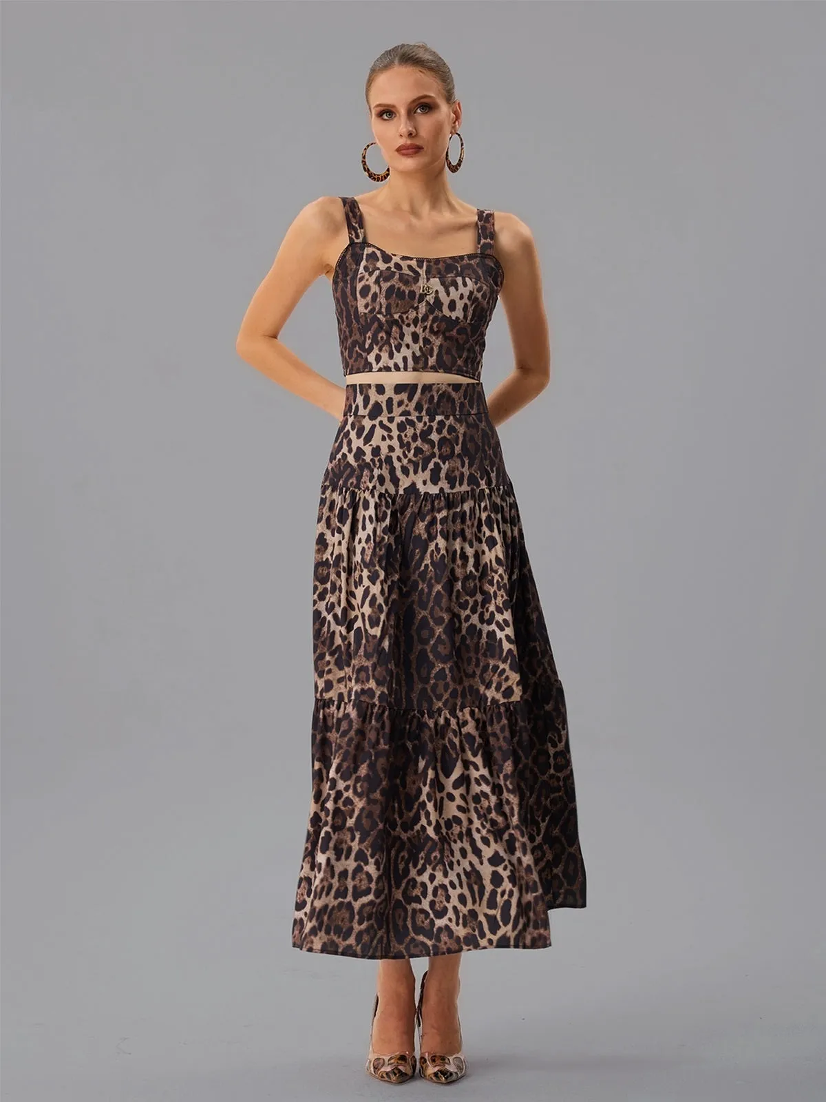 Farhana Sleeveless Leopard Skirt Set sold by Mew Mews product image thumbnail 3