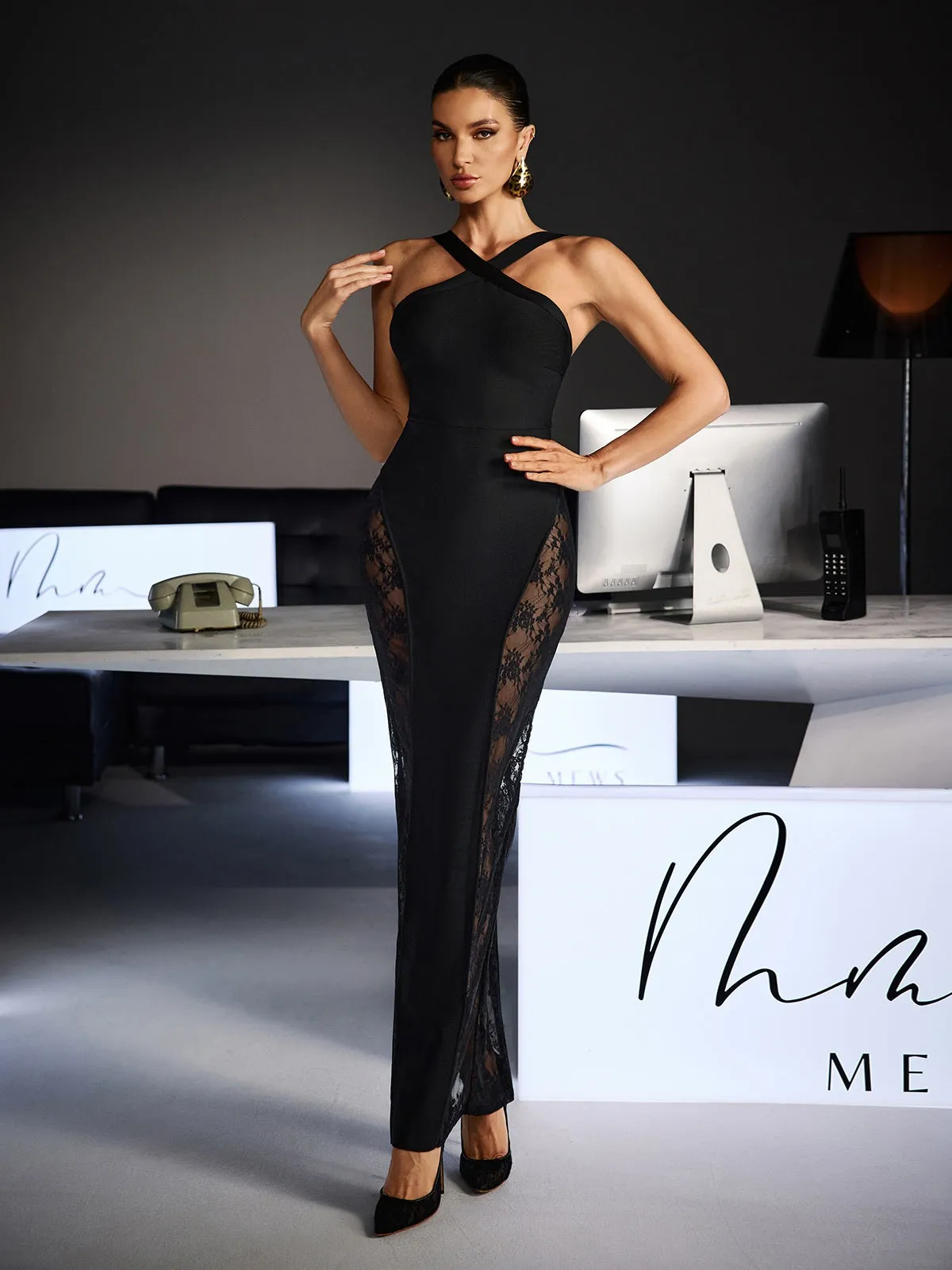 Fevronia Halterneck Lace Bandage Maxi Dress sold by Mew Mews product image thumbnail 2