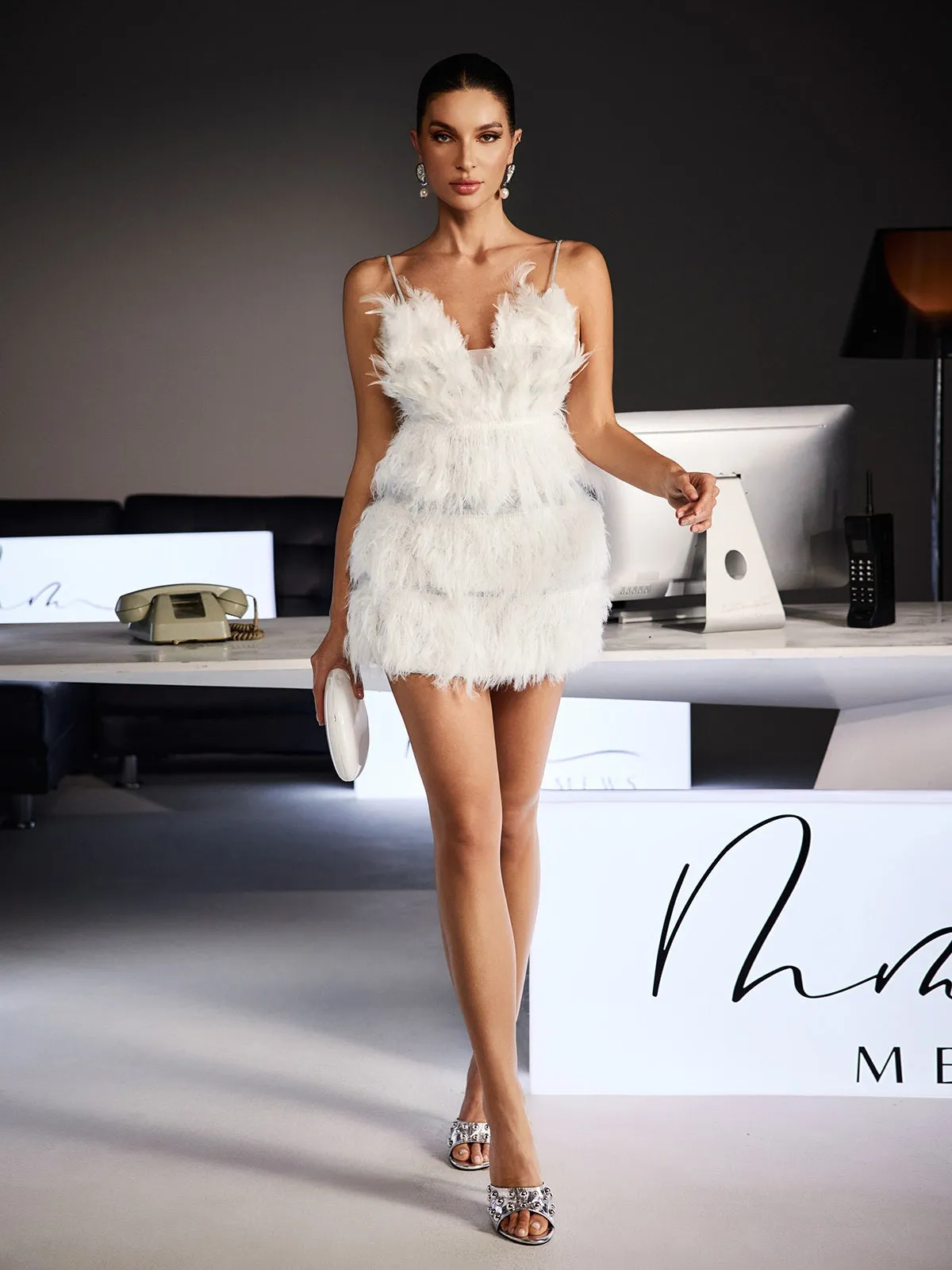 Ferdinando Spaghetti Feather Mini Dress sold by Mew Mews product image thumbnail 5