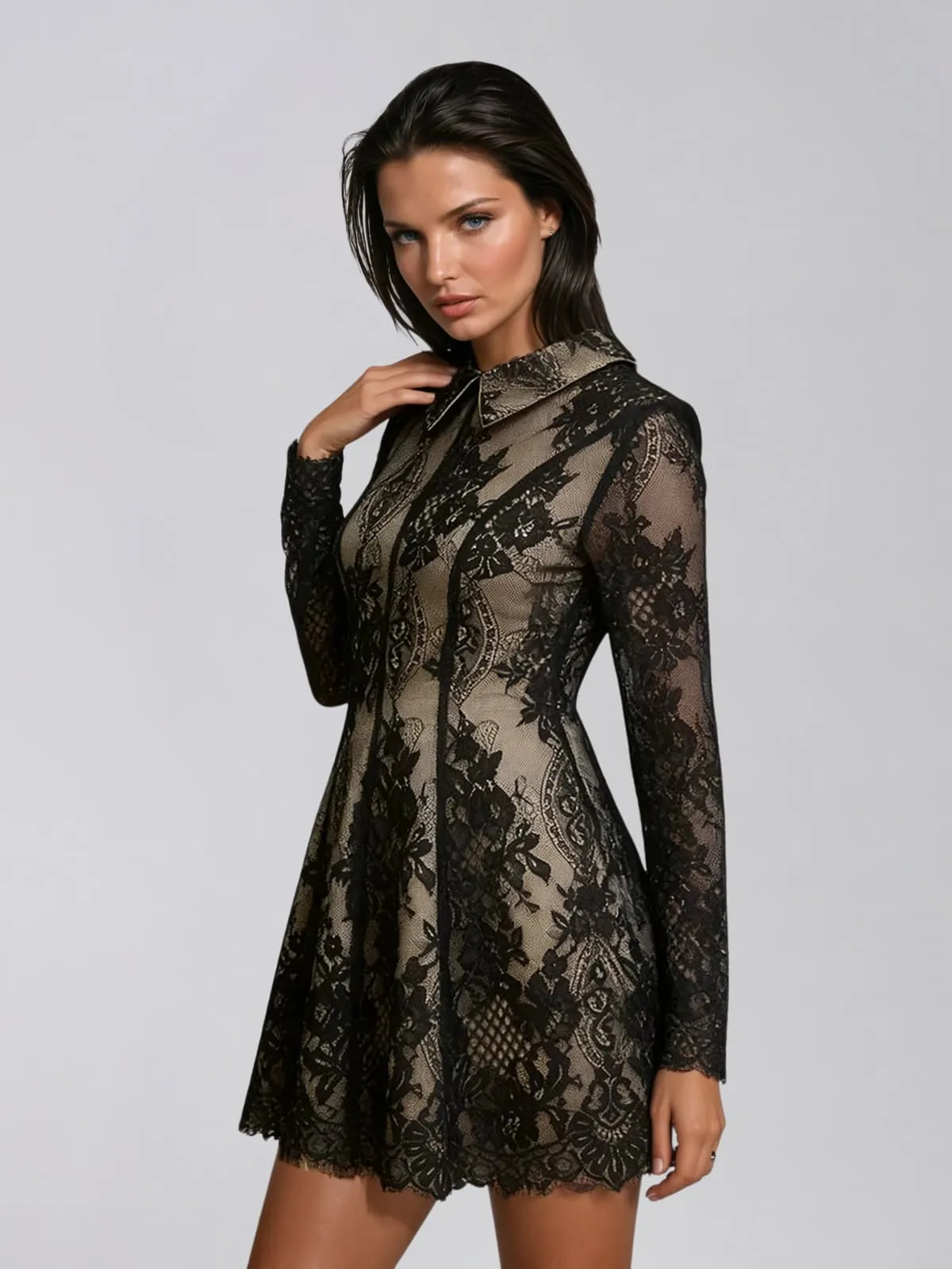 Dyriel Long Sleeve Lace Mini Dress sold by Mew Mews product image thumbnail 2