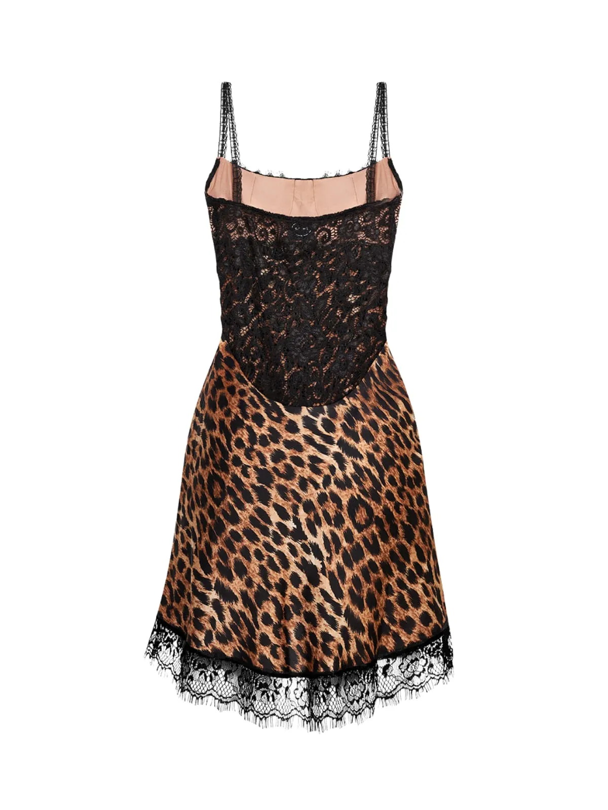 Microbion Spaghetti Lace Mini Dress In Leopard sold by Mew Mews product image thumbnail 5
