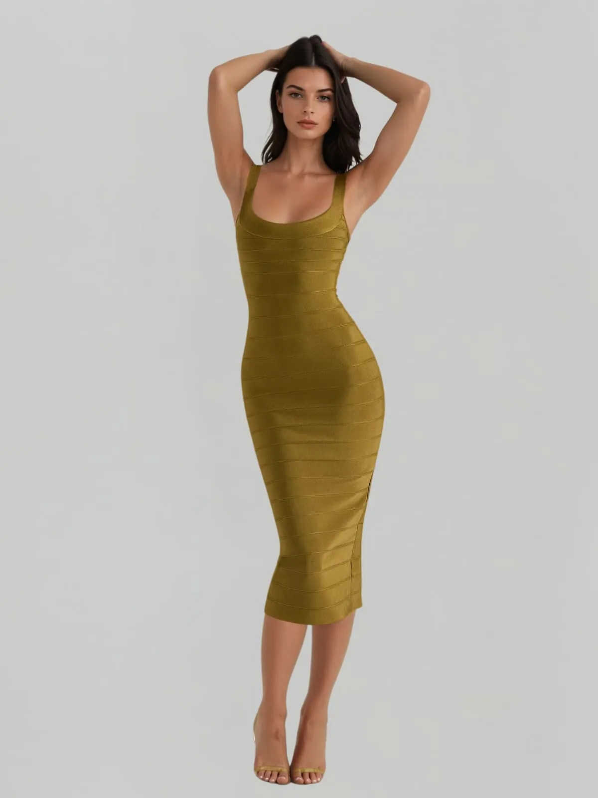 Marengo Bandage Midi Dress In Olive sold by Mew Mews