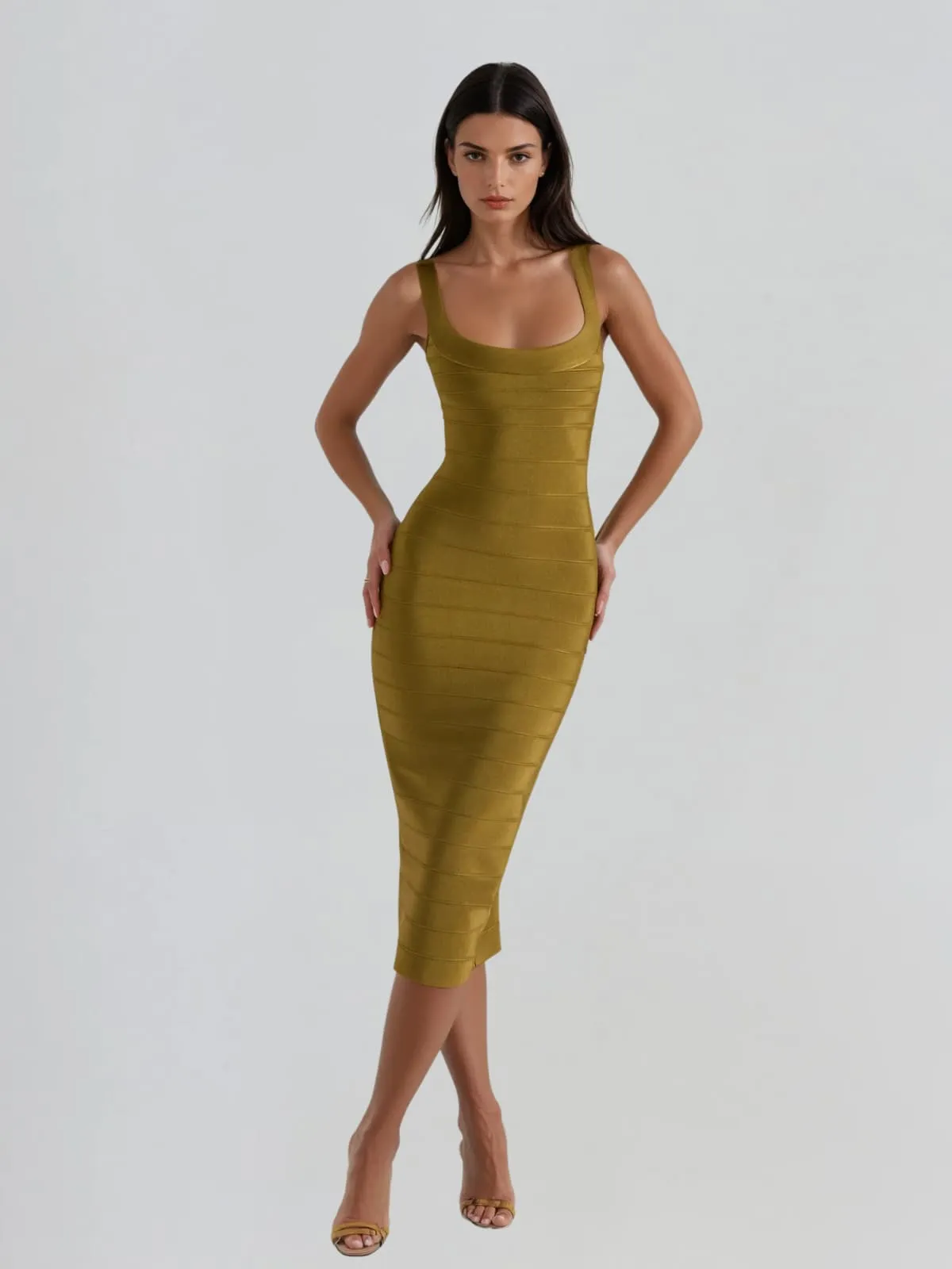 Marengo Bandage Midi Dress In Olive sold by Mew Mews product image thumbnail 2