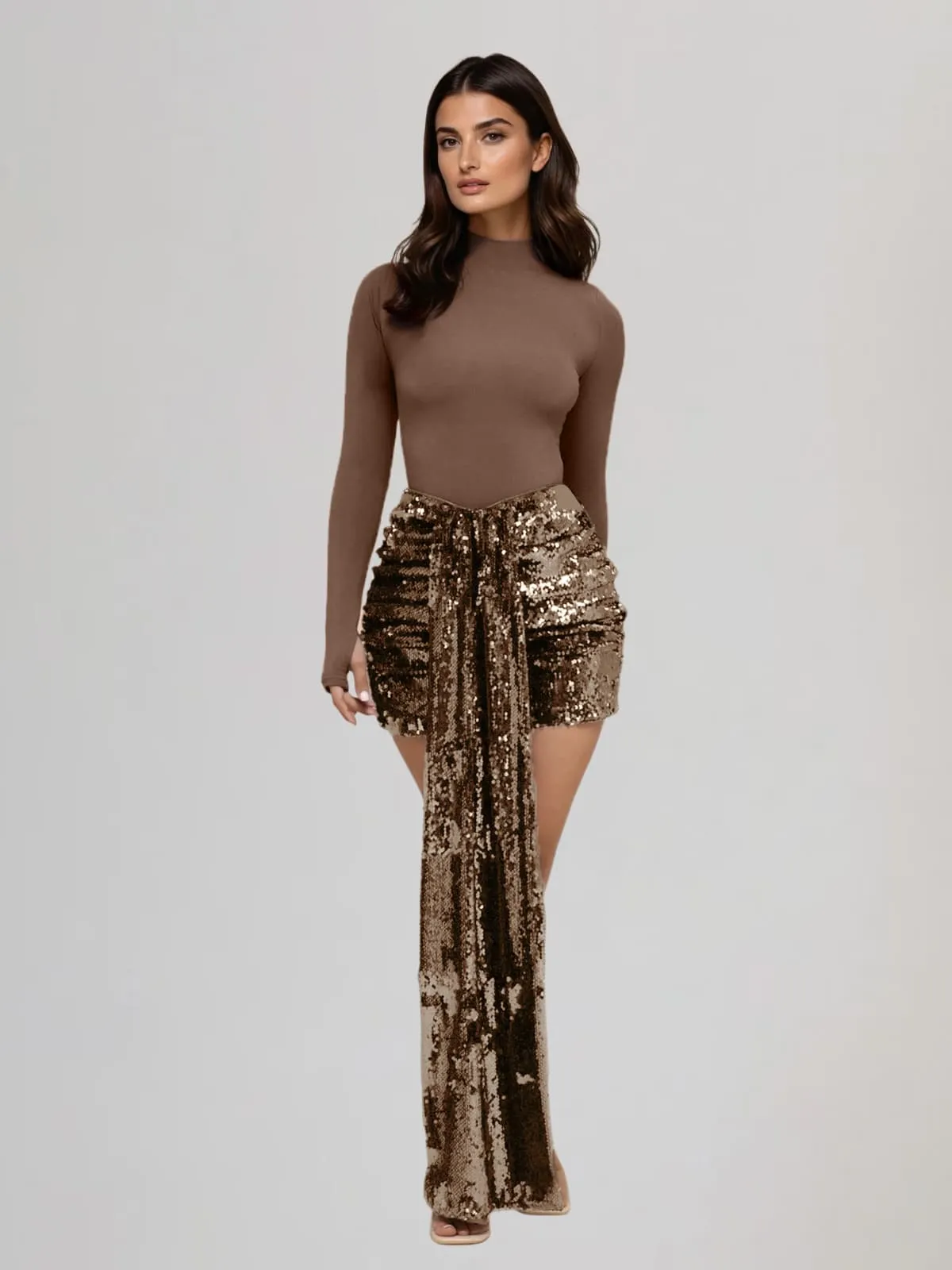 Ardelis Long Sleeve Sequin Draped Skirt Set sold by Mew Mews product image thumbnail 3