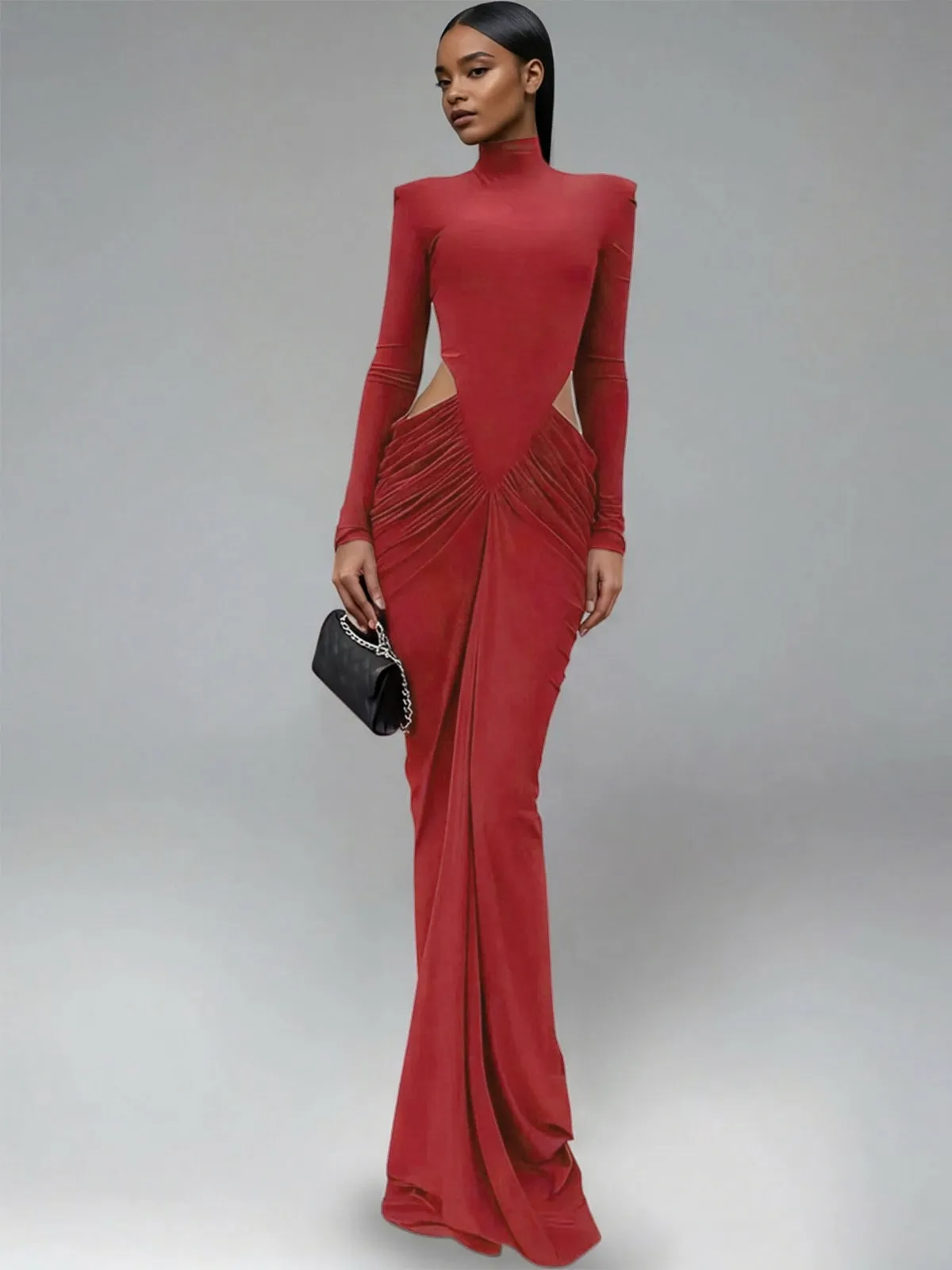Dualux High Neck Cutout Maxi Dress In Red sold by Mew Mews product image thumbnail 2