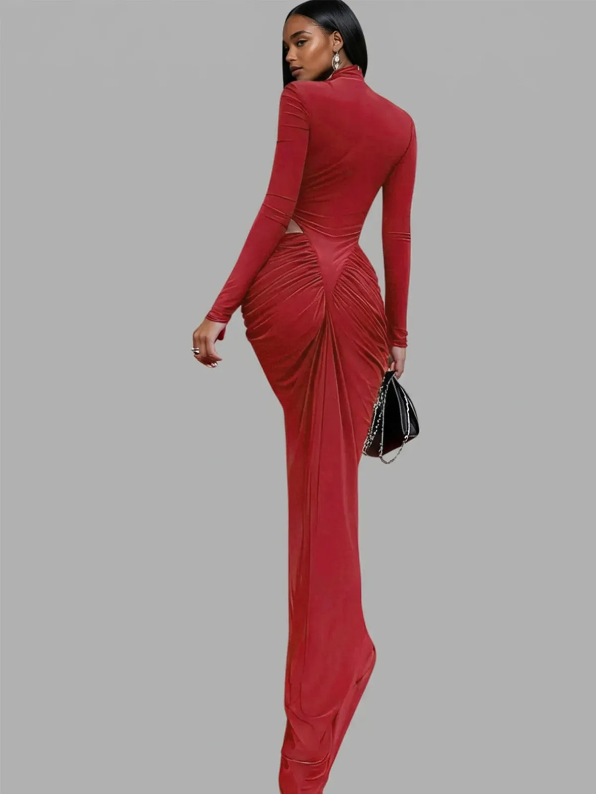 Dualux High Neck Cutout Maxi Dress In Red sold by Mew Mews product image thumbnail 5