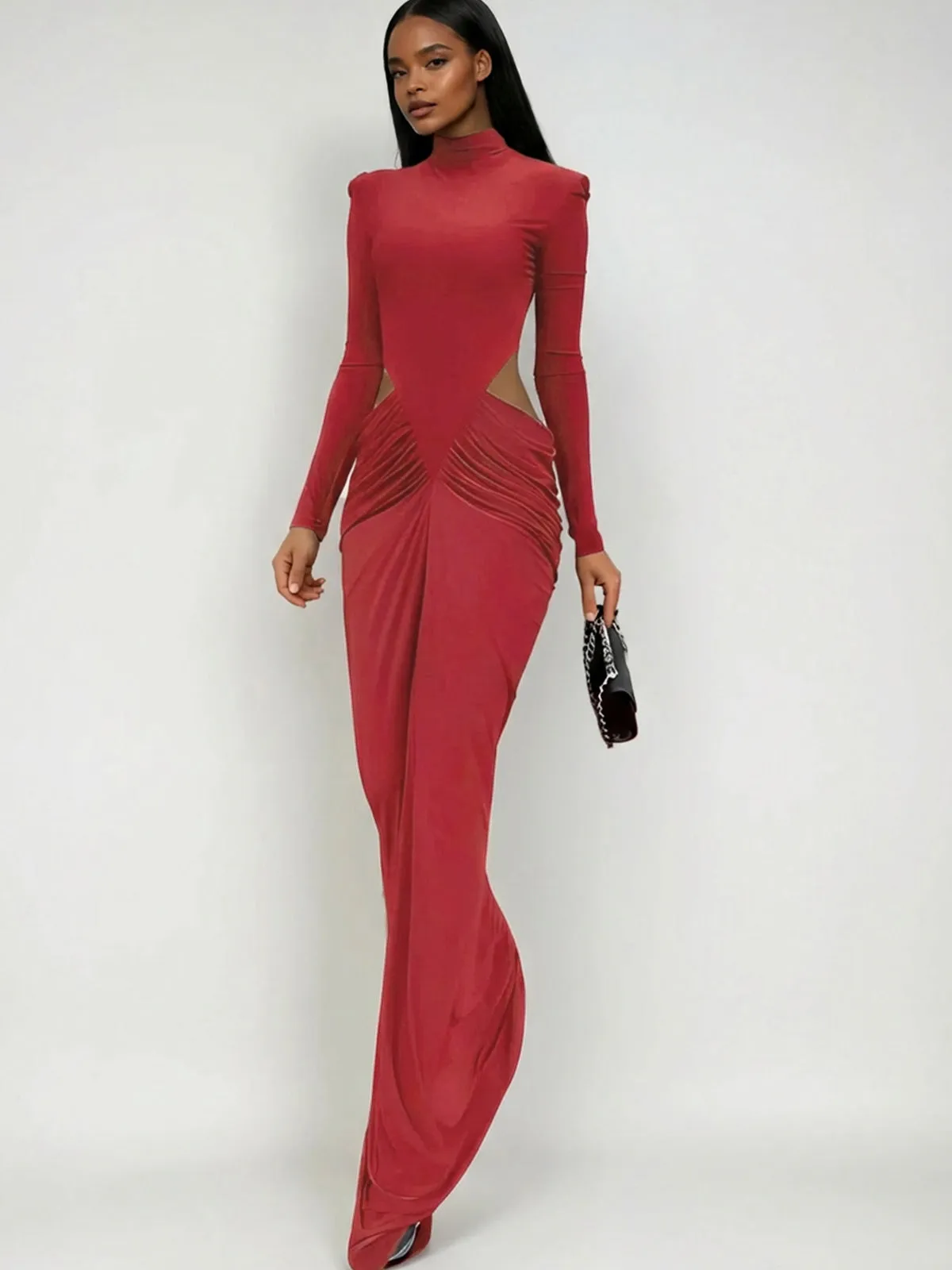 Dualux High Neck Cutout Maxi Dress In Red sold by Mew Mews product image thumbnail 3