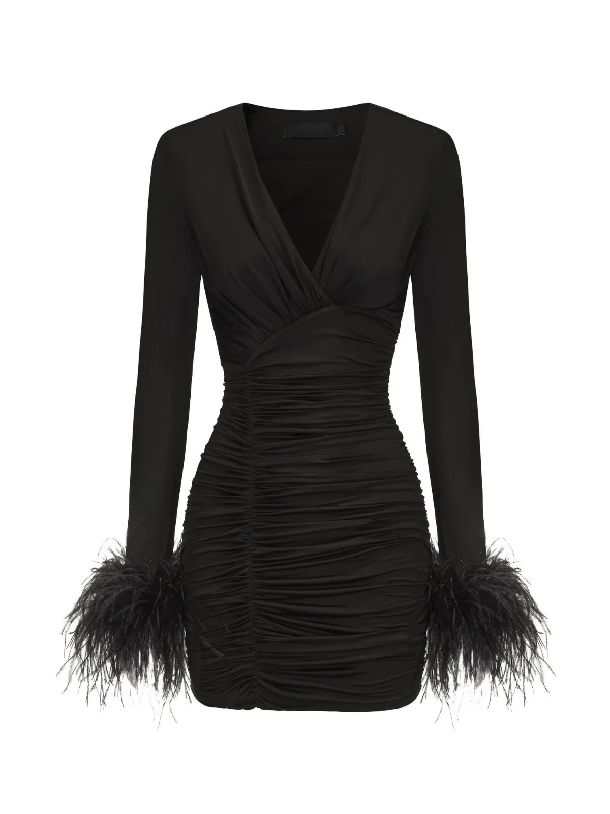 Mesoscale V Neck Ruched Feather Mini Dress sold by Mew Mews product image thumbnail 4