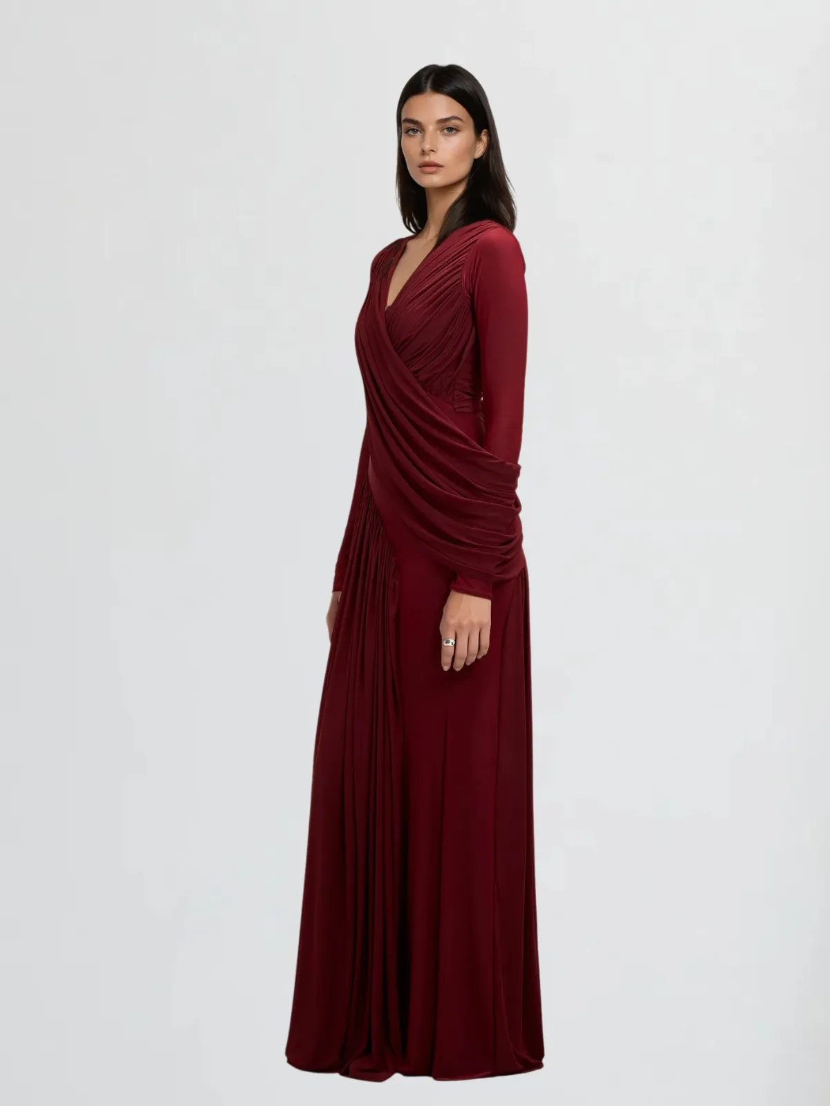 Glyndor V Neck Draped Maxi Dress sold by Mew Mews product image thumbnail 3