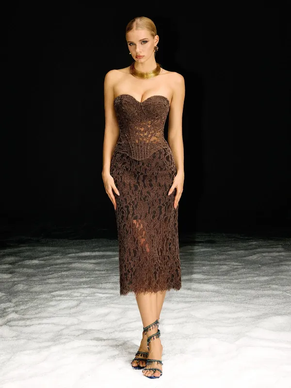 Barlaam Strapless Lace Skirt Set sold by Mew Mews