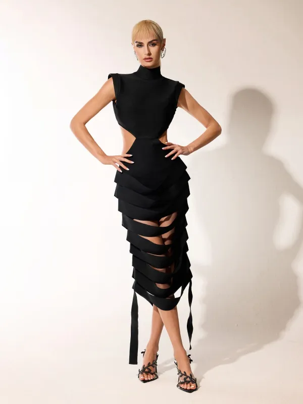 Badane Sleeveless Cutout Bandage Midi Dress sold by Mew Mews