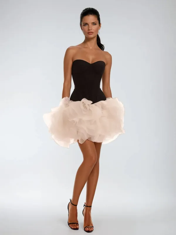 Fjolla Strapless Flower Mini Dress sold by Mew Mews