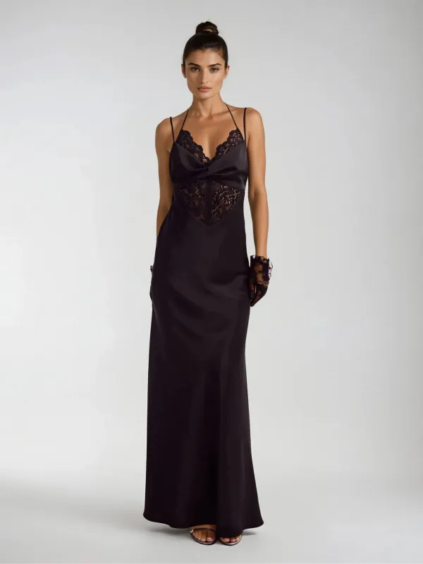 Ravelyn Backless Lace Maxi Dress sold by Mew Mews