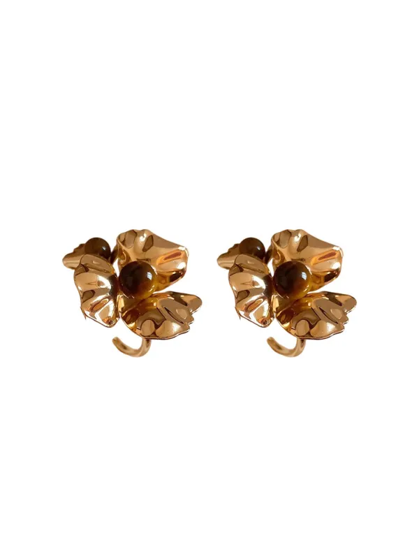 Finnley Flower Metallic Earrings made by Mew Mews