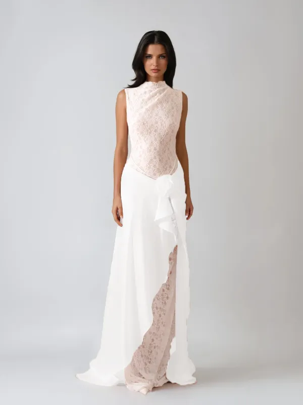 Feigenbaum Sleeveless Flower Lace Maxi Dress made by Mew Mews
