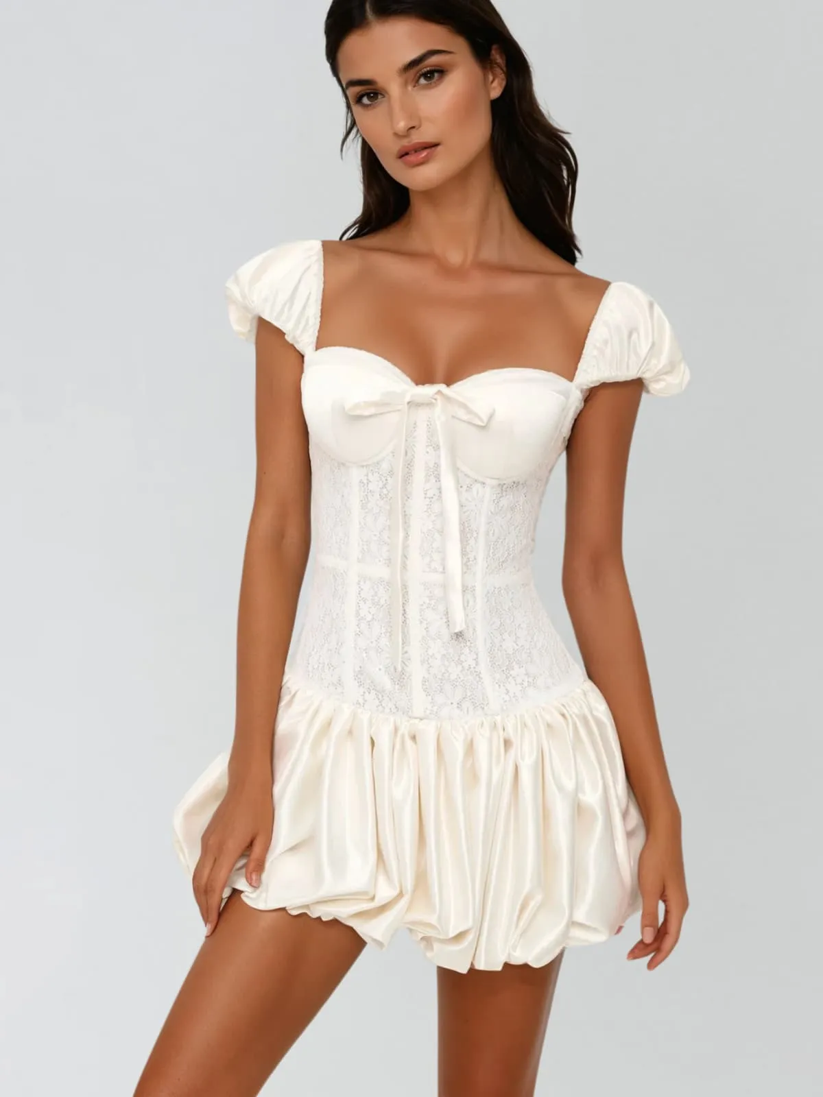 Quindor Sleeveless Satin Bubble Mini Dress sold by Mew Mews product image thumbnail 3