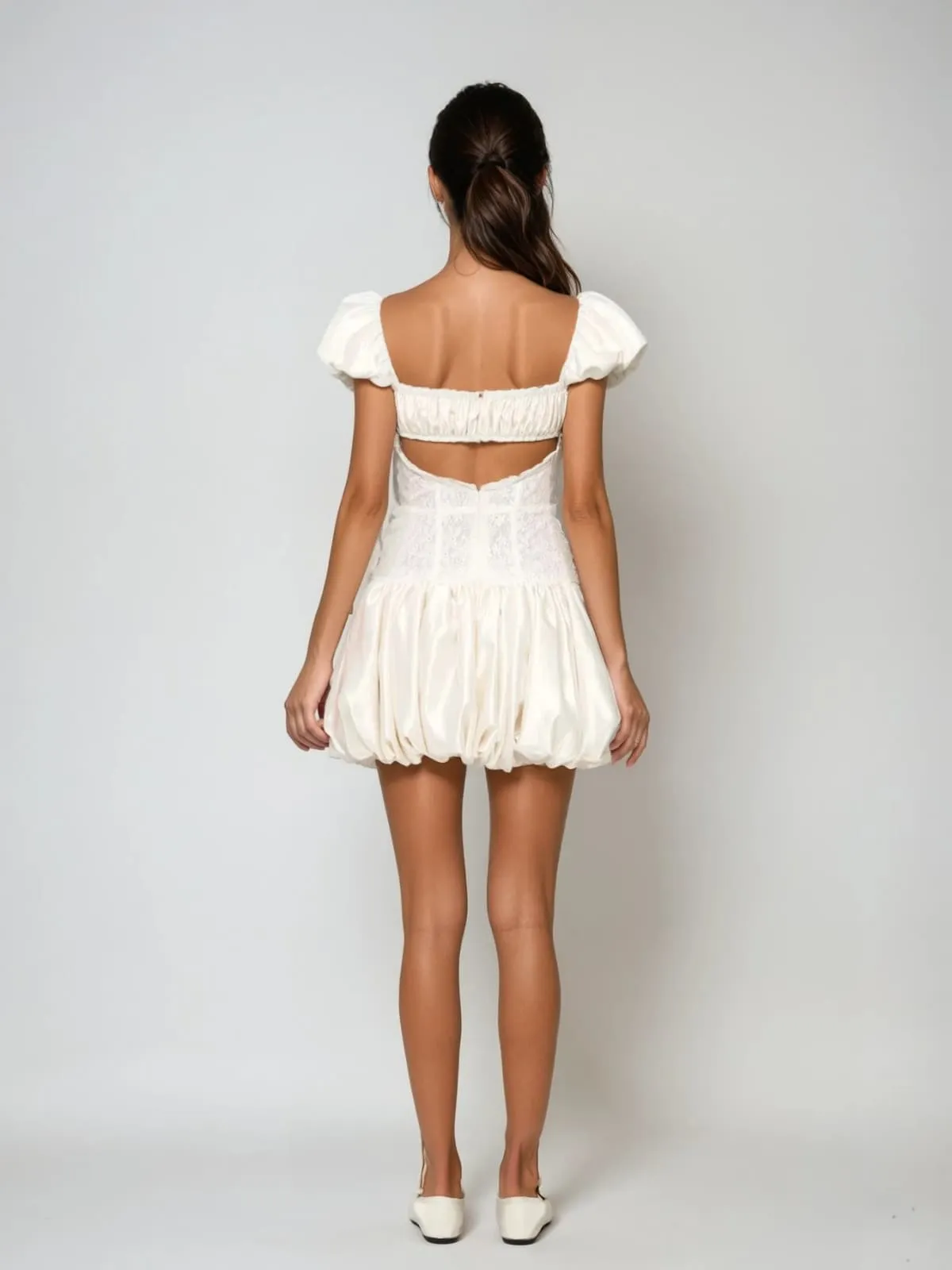 Quindor Sleeveless Satin Bubble Mini Dress sold by Mew Mews product image thumbnail 4