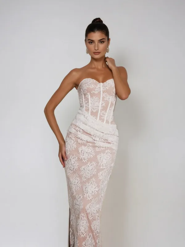 Pyrexia Strapless Corset Lace Maxi Dress sold by Mew Mews