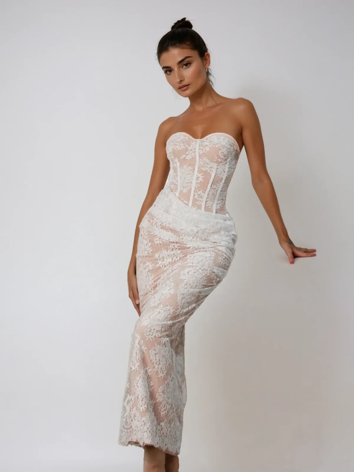Pyrexia Strapless Corset Lace Maxi Dress sold by Mew Mews product image thumbnail 3