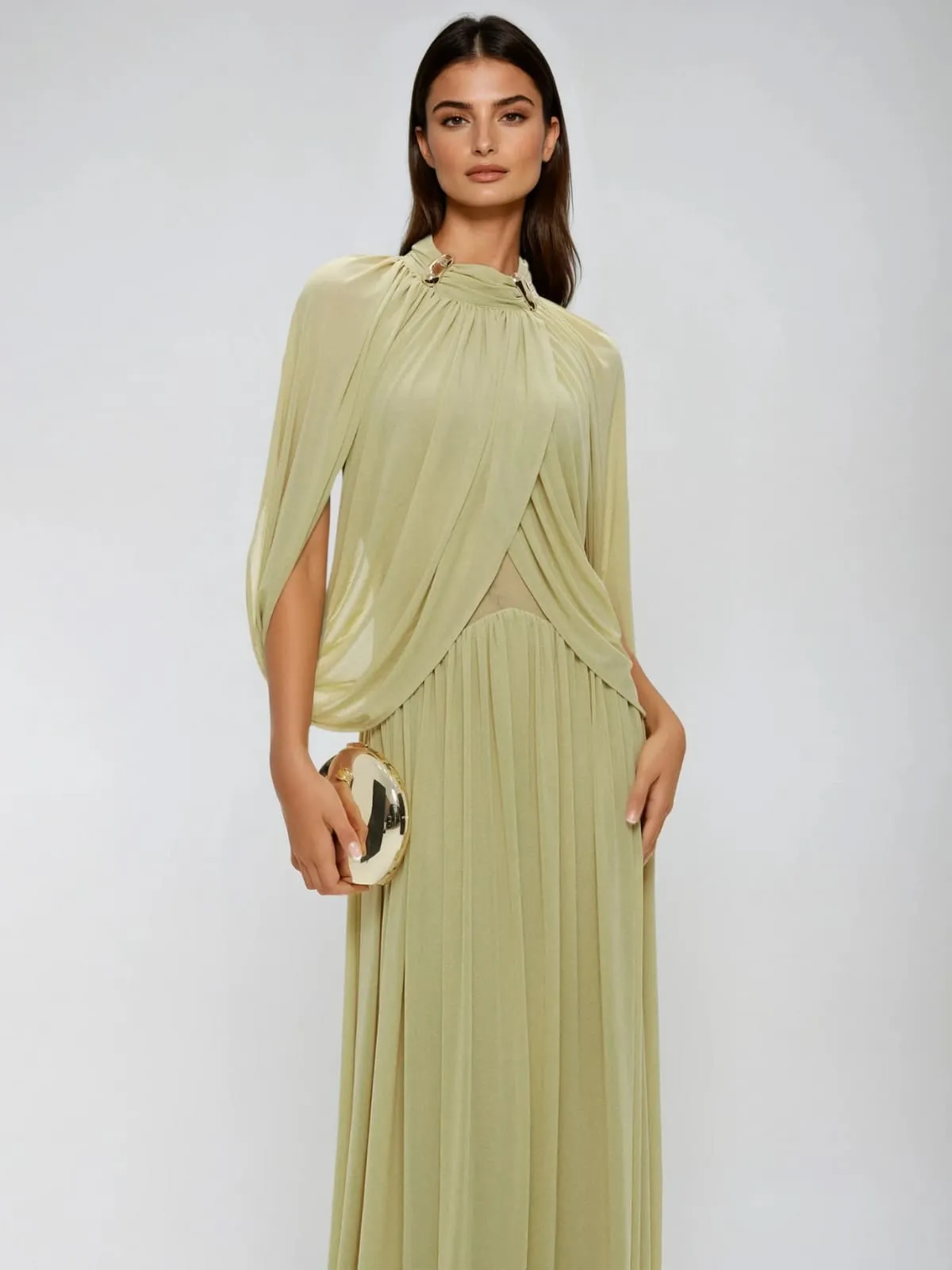 Beryndor Bat Sleeve Draped Maxi Dress In Green sold by Mew Mews product image thumbnail 4