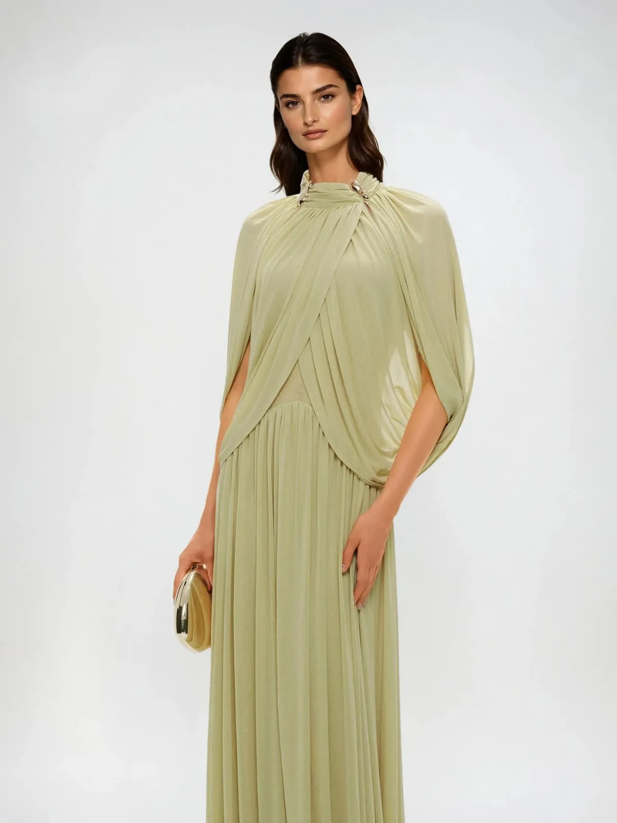 Beryndor Bat Sleeve Draped Maxi Dress In Green sold by Mew Mews product image thumbnail 5