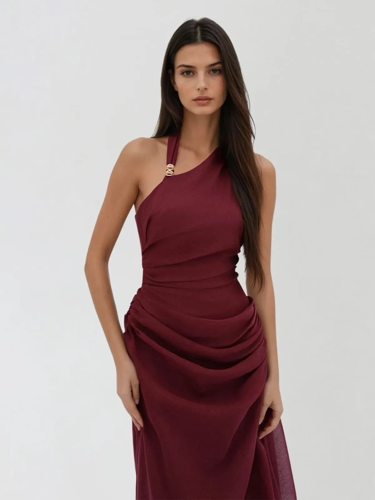 Goldilock Halterneck Ruched Maxi Dress sold by Mew Mews product image thumbnail 2