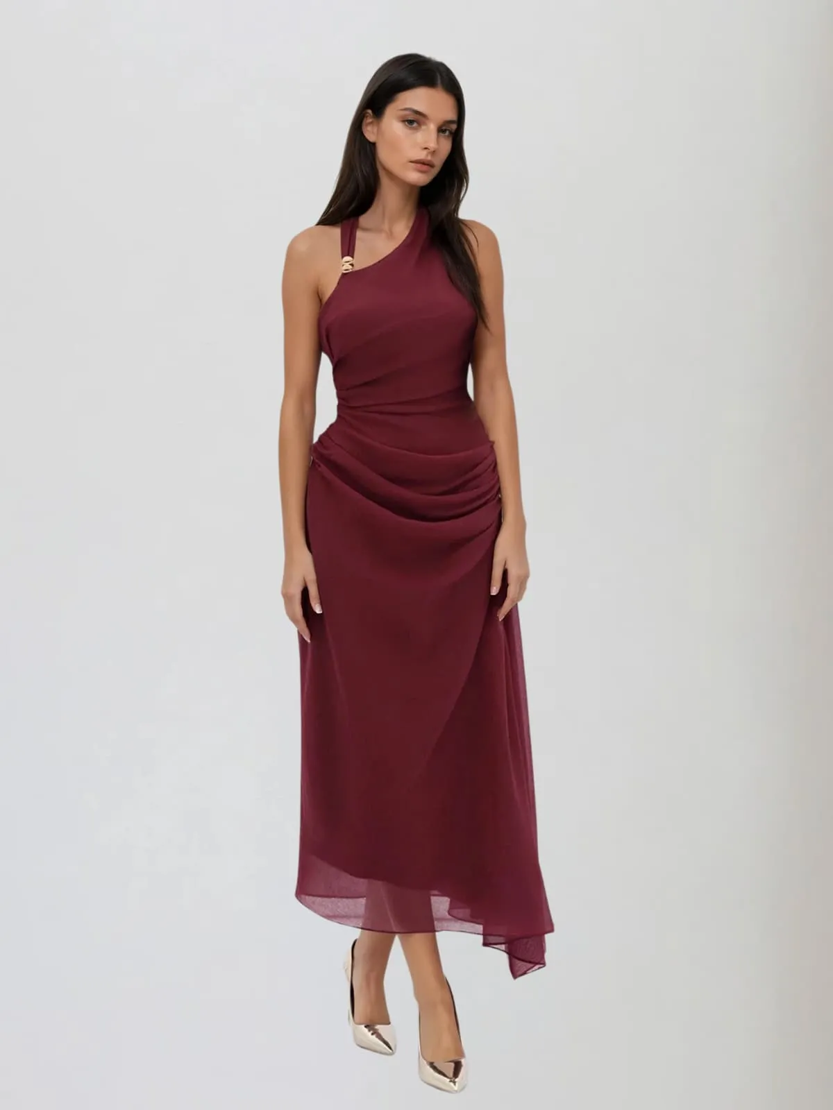 Goldilock Halterneck Ruched Maxi Dress sold by Mew Mews product image thumbnail 4