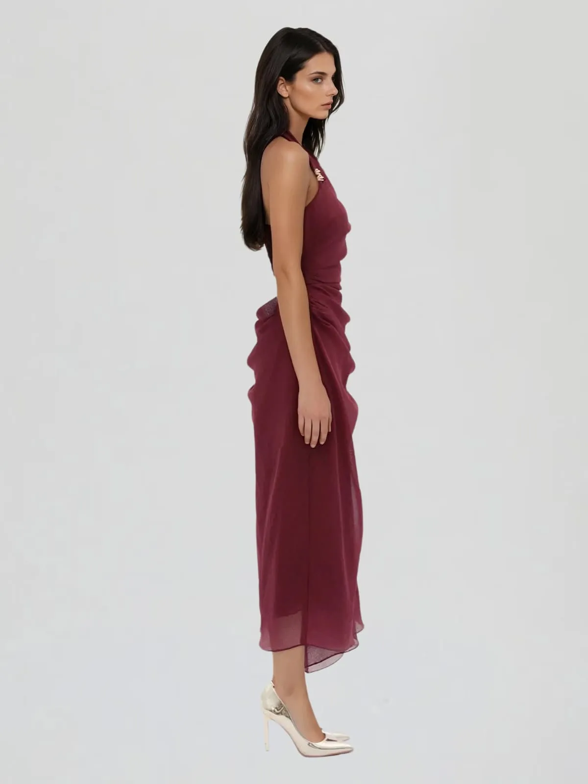 Goldilock Halterneck Ruched Maxi Dress sold by Mew Mews product image thumbnail 5